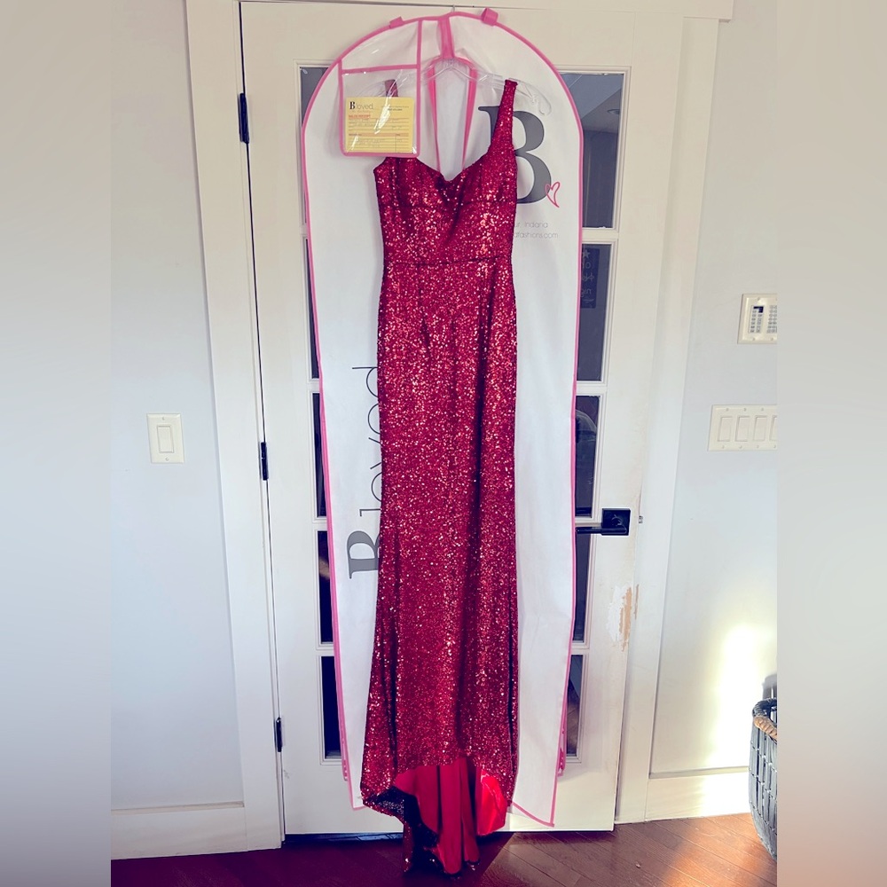 Red sequin prom dress
